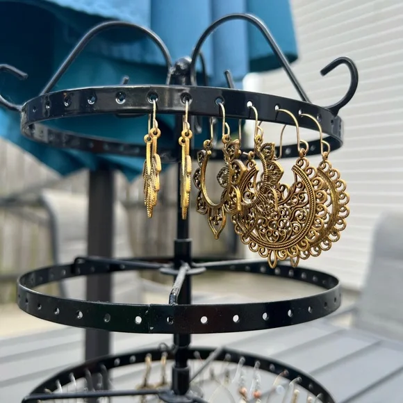 Three pairs of gold boho earrings - Picture 2 of 3